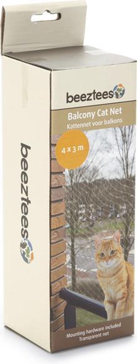 Beeztees - Kattennet - Voor Balkon - Transparant - 4x3 m